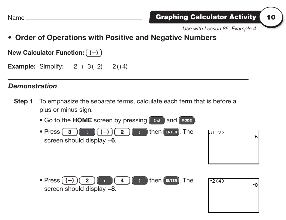 Number Line: Negative Numbers Worksheet