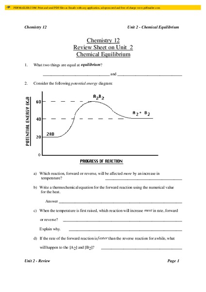 Chemical Equilibrium Lesson Plan