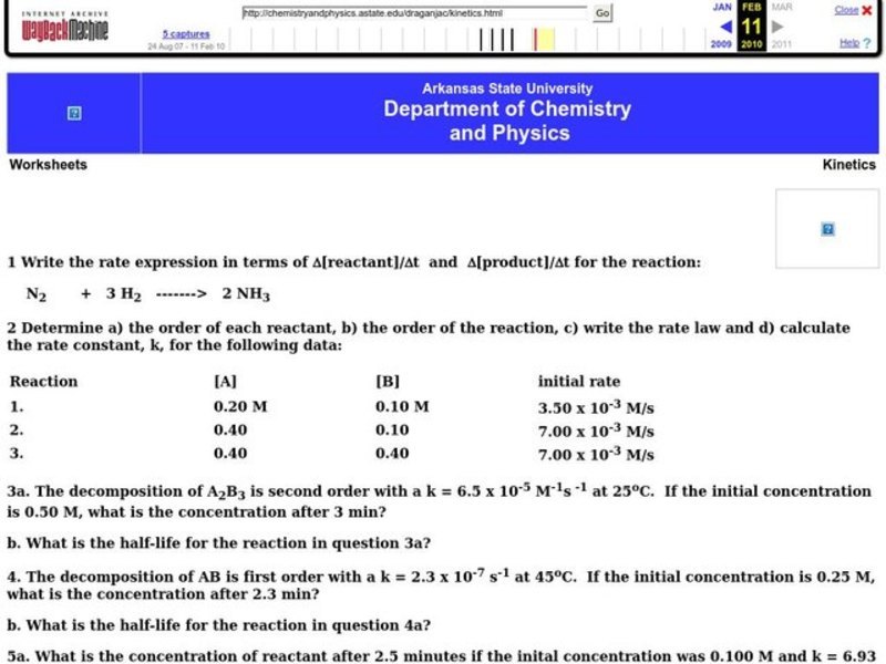 Chemical Reactions Worksheet