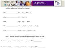 Chemical Reactions Worksheet