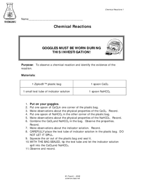 Chemical Reactions Lesson Plan