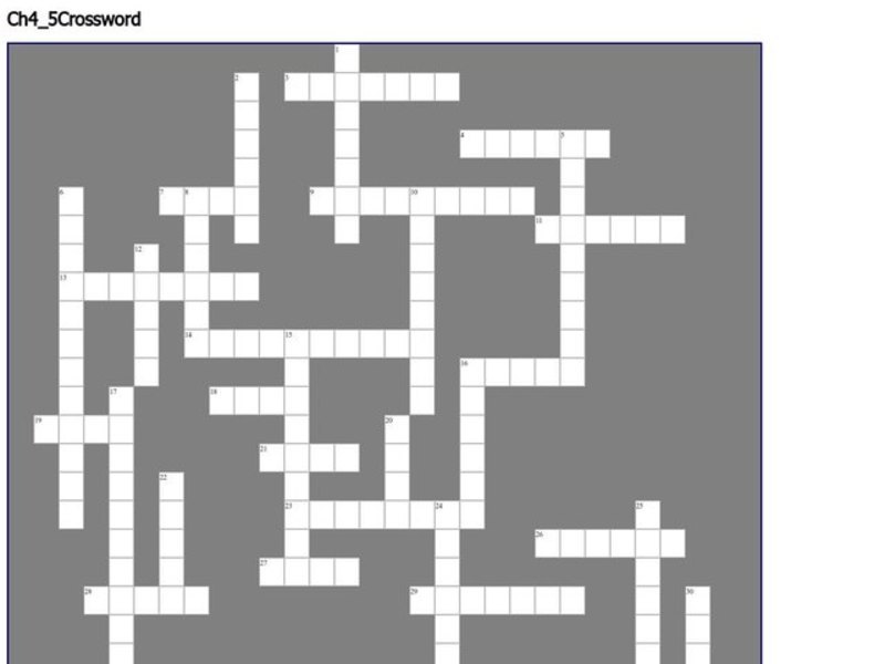 Chemistry Crossword Worksheet