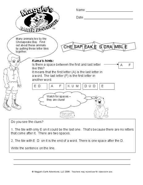 Chesapeake Scramble Worksheet