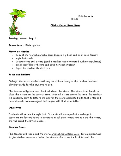 Chicka Chicka Boom Boom Lesson Plan