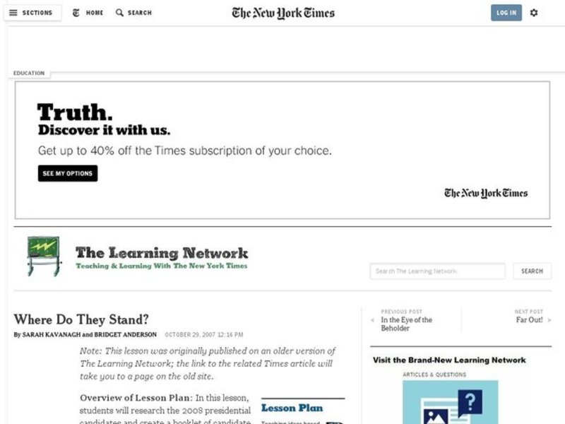 Where Do They Stand? Lesson Plan