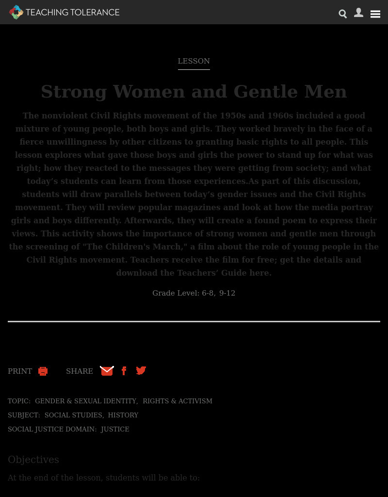 Children's March Teacher's Guide, Activity 6 Lesson Plan