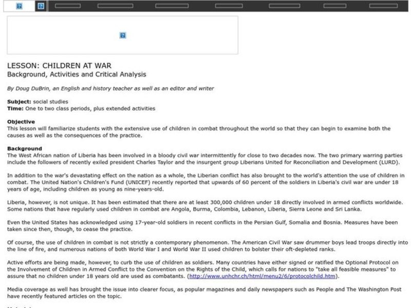 Children at War Lesson Plan