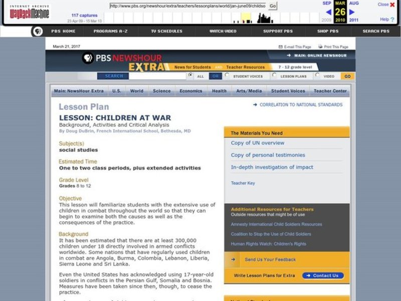 Children at War Lesson Plan