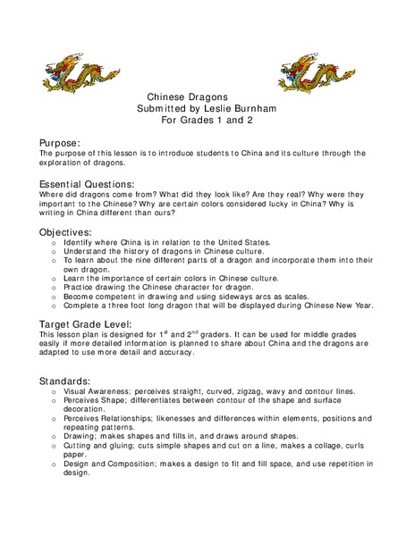 Chinese Dragons Lesson Plan