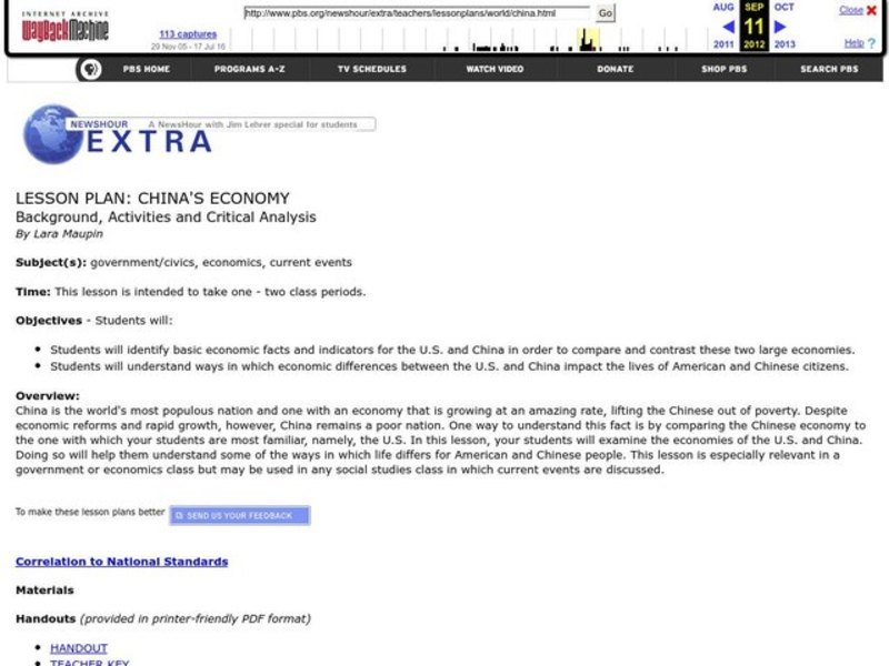 China's Economy Lesson Plan