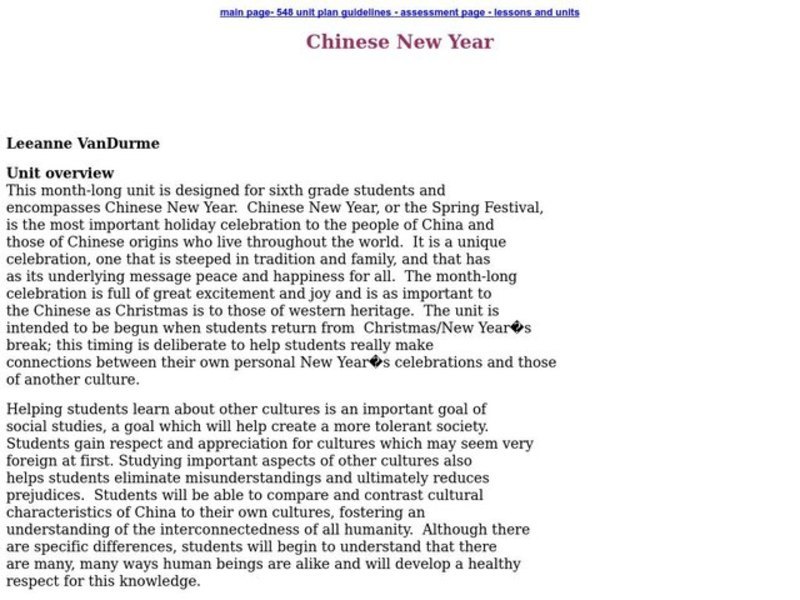 Chinese New Year Lesson Plan