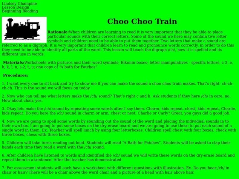 Choo Choo Train Lesson Plan