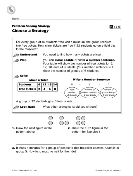 Choose a Strategy Worksheet