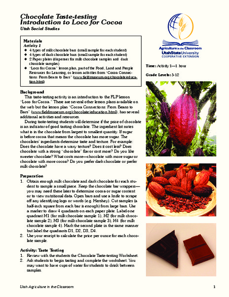 Chocolate Taste-Testing: Introduction to Loco for Cocoa Lesson Plan