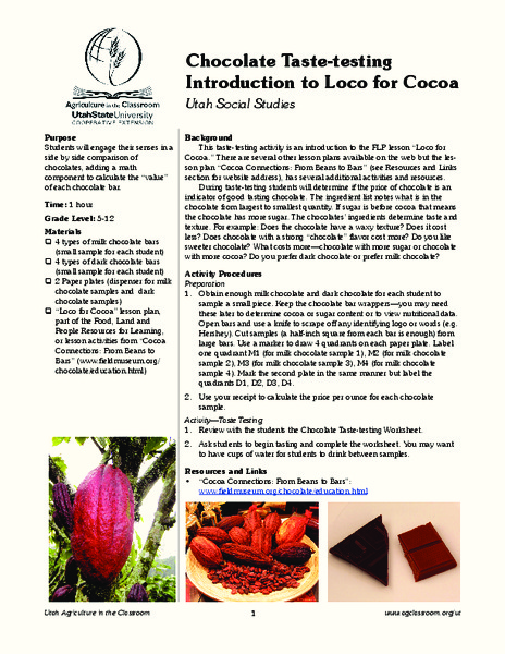 Chocolate Taste-Testing: Introduction to Loco for Cocoa Activity