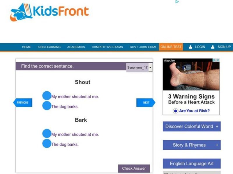 Choose the correct sentence Worksheet