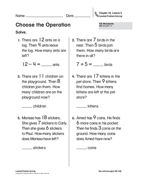 Choose the Operation Worksheet