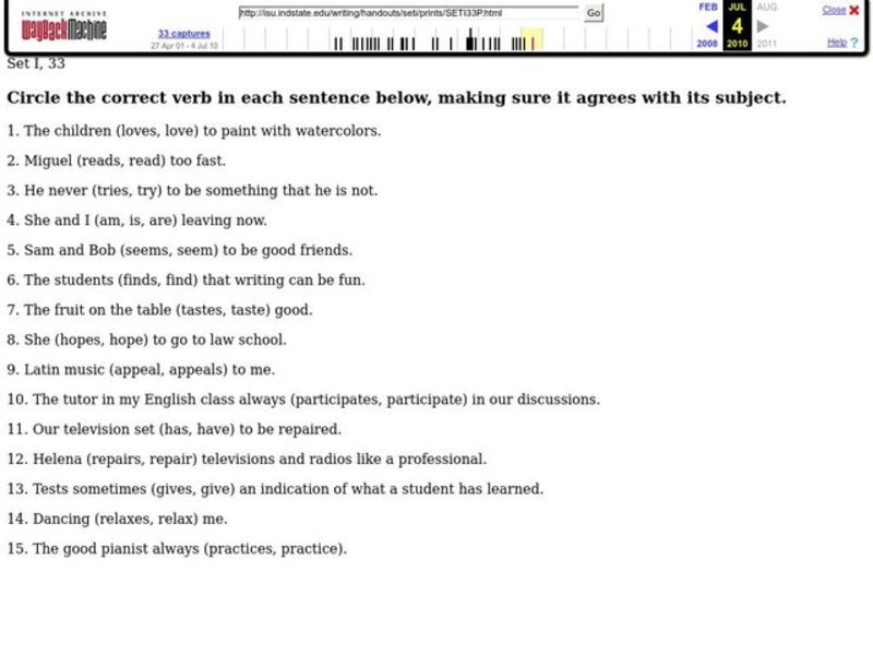 Choosing the Correct Verb Worksheet