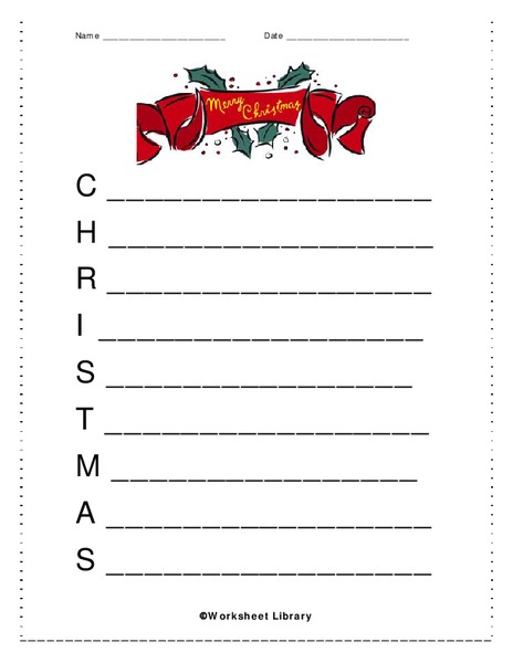 Christmas Acrostic Worksheet
