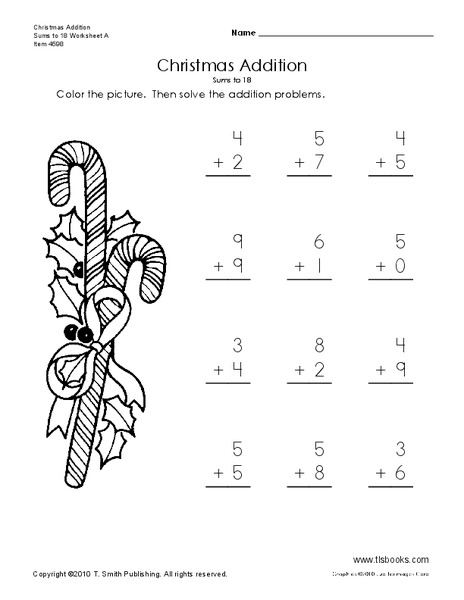 Christmas Addition Worksheet