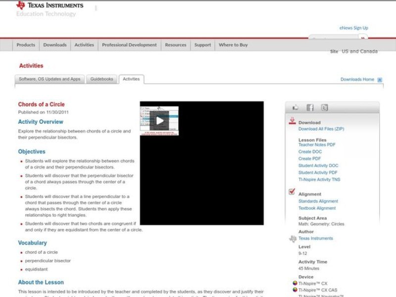 Chords of a Circle Lesson Plan