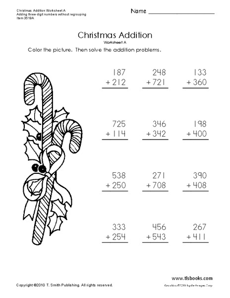 Christmas Addition Worksheet