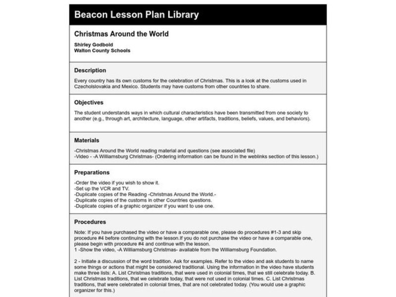 Christmas Around the World Lesson Plan