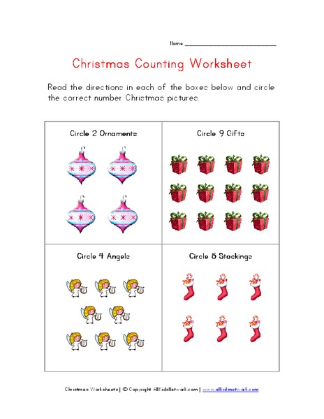 Christmas Counting Worksheet Lesson Plan