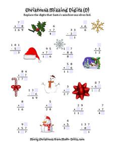 Christmas Missing Digits Worksheet