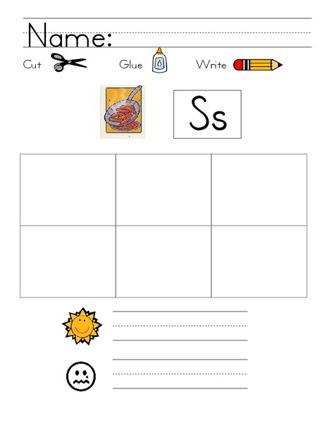 Kelly's Kindergarten: S Writing Page Worksheet