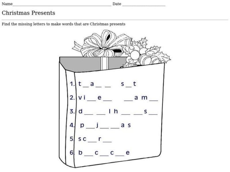 Christmas Presents Worksheet