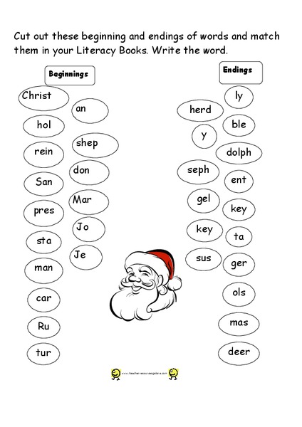 Christmas Syllables Worksheet