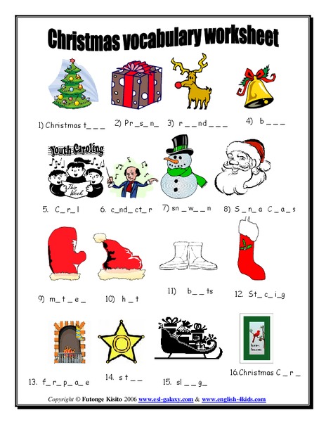 Christmas Vocabulary Worksheet