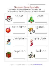 Christmas Word Scramble Worksheet