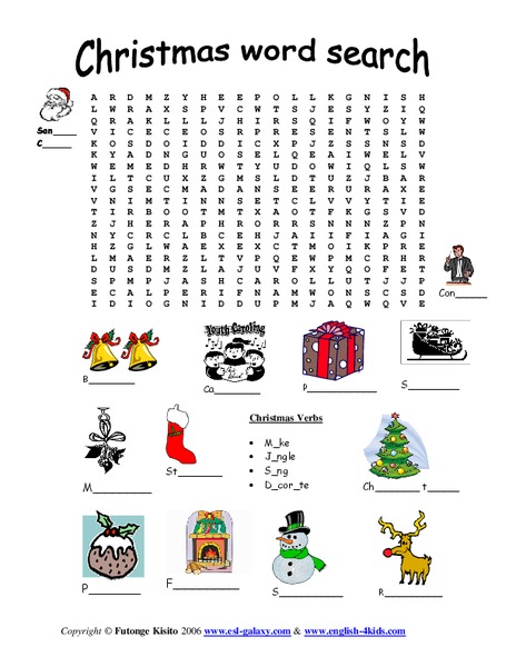 Christmas Word Search Worksheet