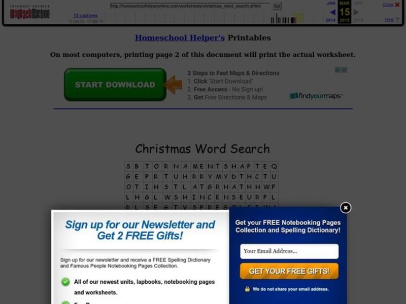 Christmas Word Search Worksheet
