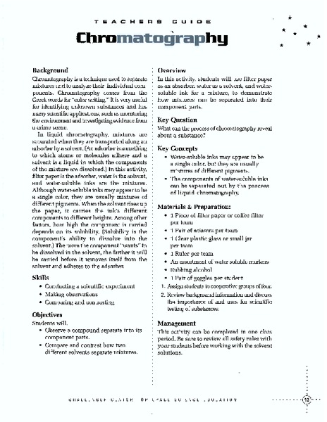 Chromatography Lesson Plan
