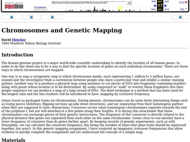 Chromosomes and Genetic Mapping Lesson Plan