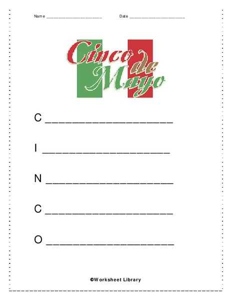 Cinco de Mayo Worksheet