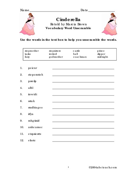 Cinderella Worksheet