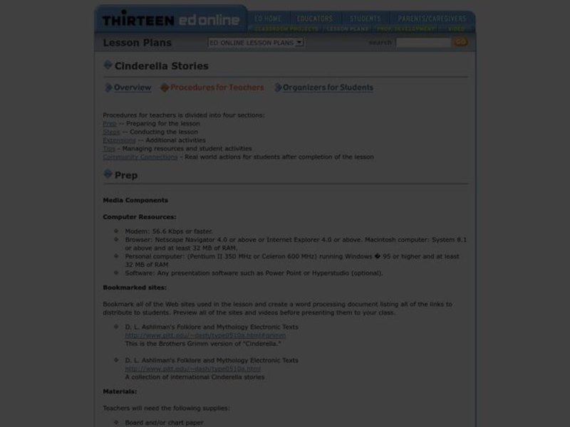 Cinderella Stories Lesson Plan