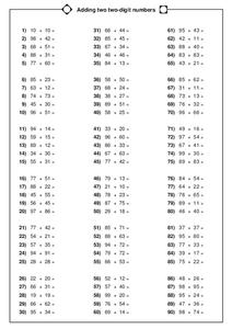 Adding Two Digit Numbers Worksheet