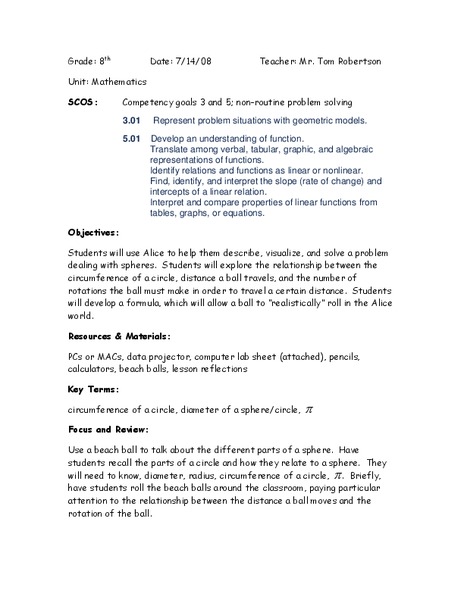 Circle Relationships Lesson Plan