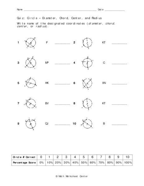 Circles Worksheet