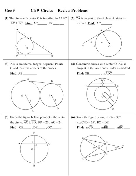 Circles Worksheet