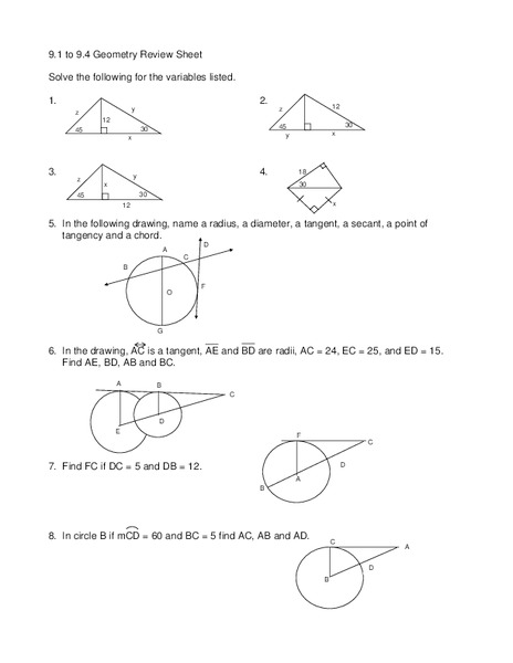 Circles Worksheet