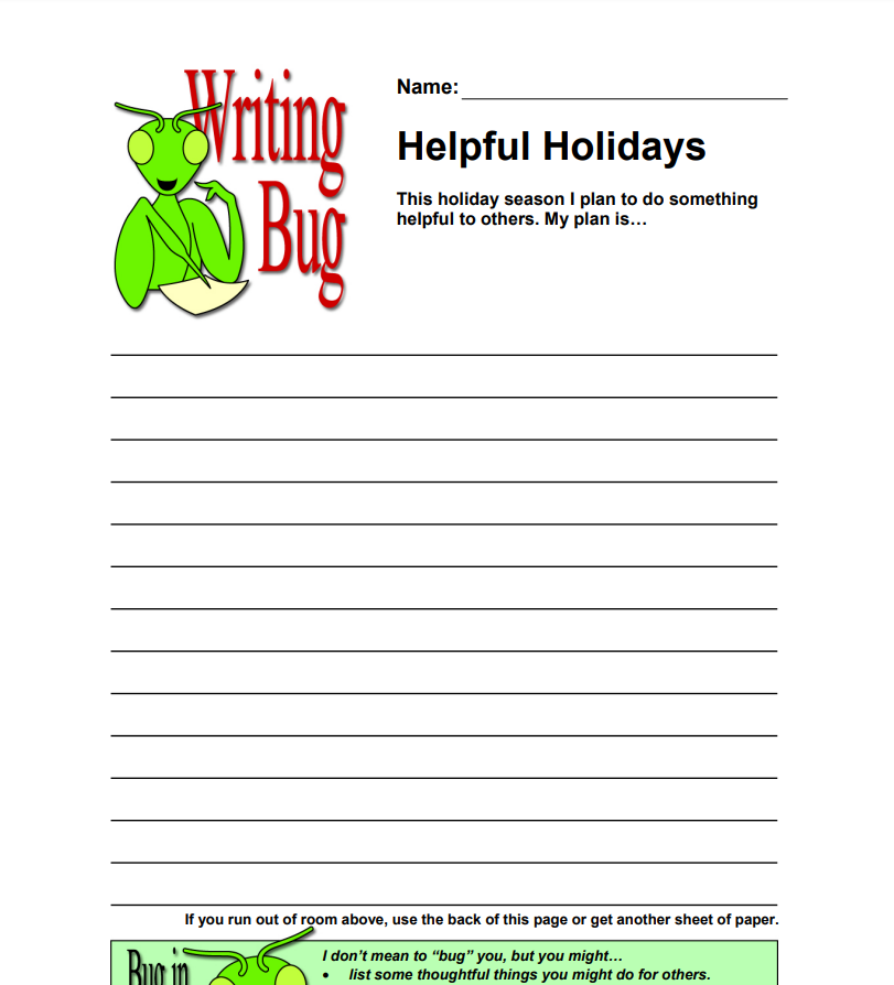 Helpful Holidays Lesson Plan