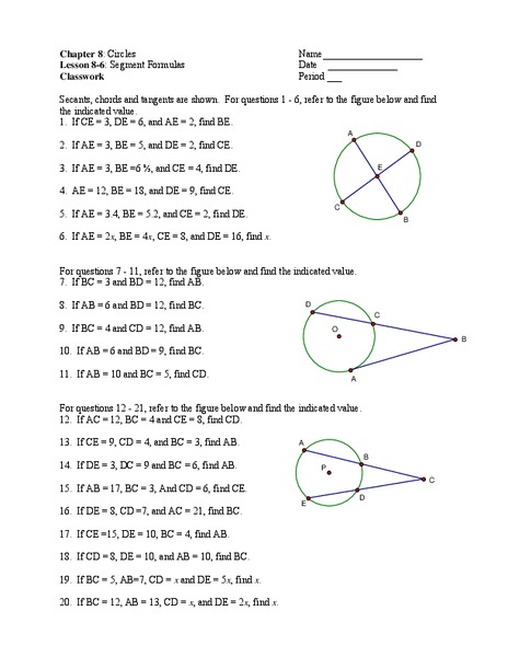 Circles Worksheet