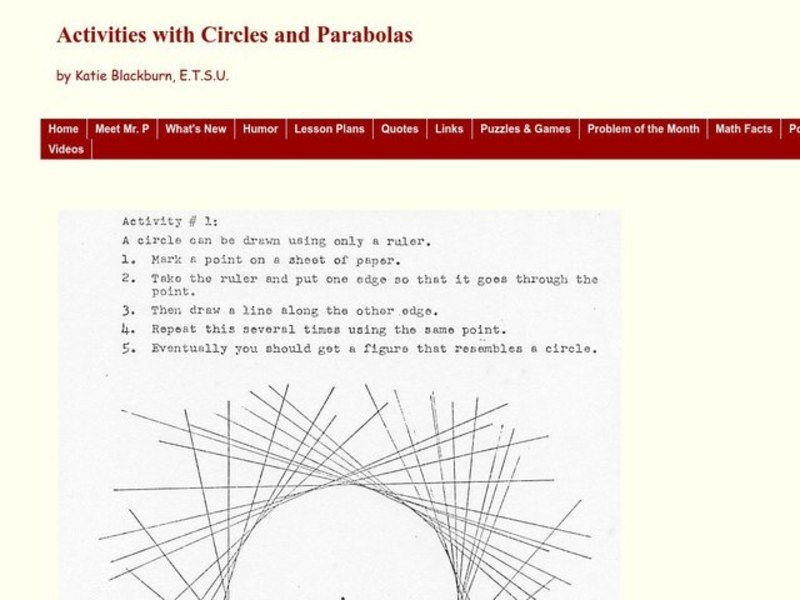 Circles and Parabolas Worksheet