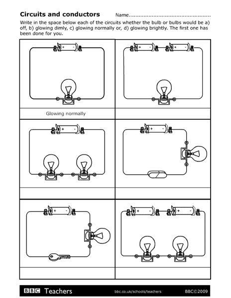 Circuits and Conductors Worksheet
